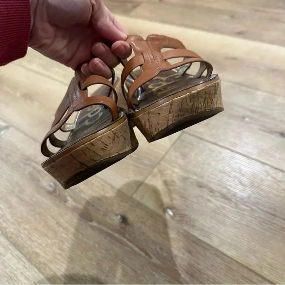 Sam Edelman Women's Slip-On Brown Leather Wedge Sandal Size 9.5M GUC - Picture 12 of 13